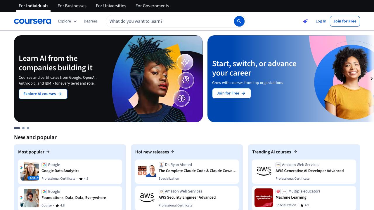 Coursera 网站截图
