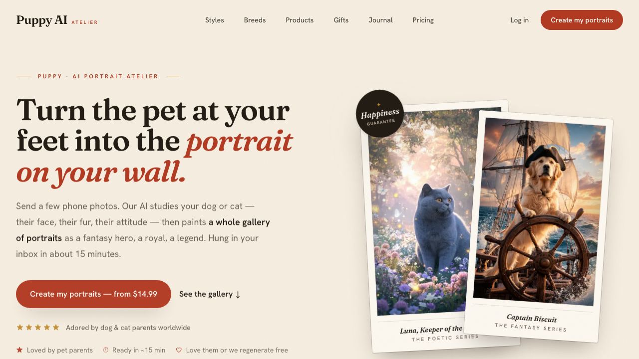 Puppy AI website screenshot