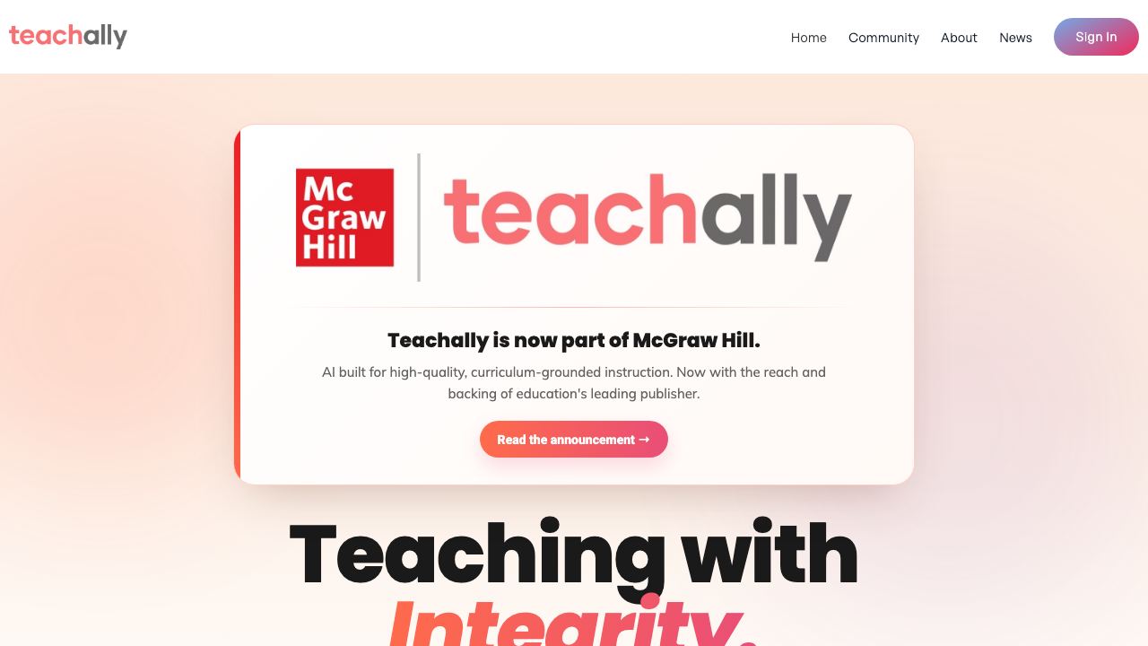 Teachally website screenshot