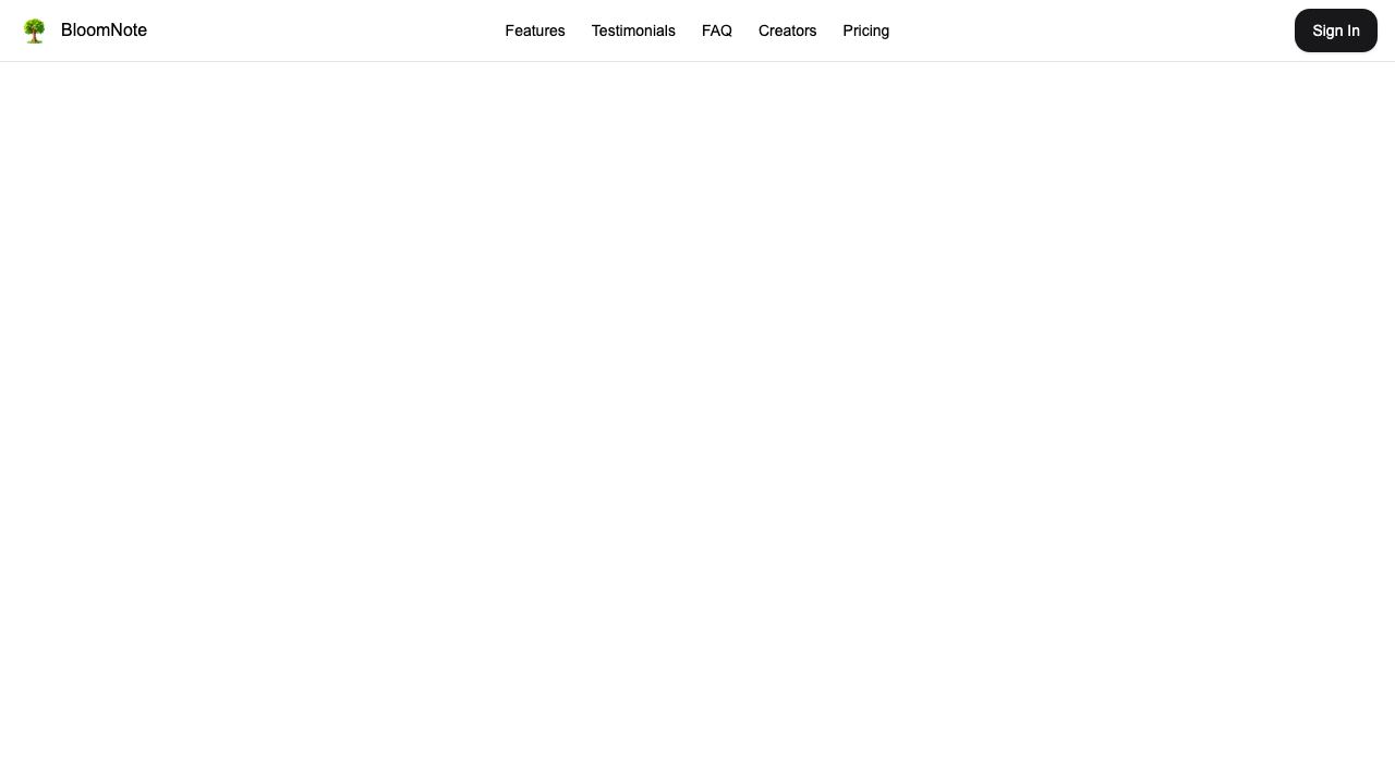 BloomNote website screenshot