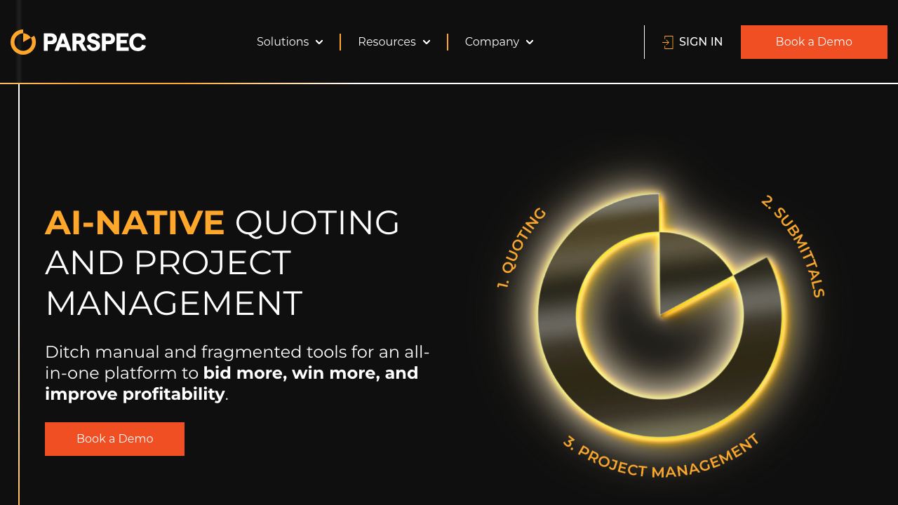Parspec website screenshot