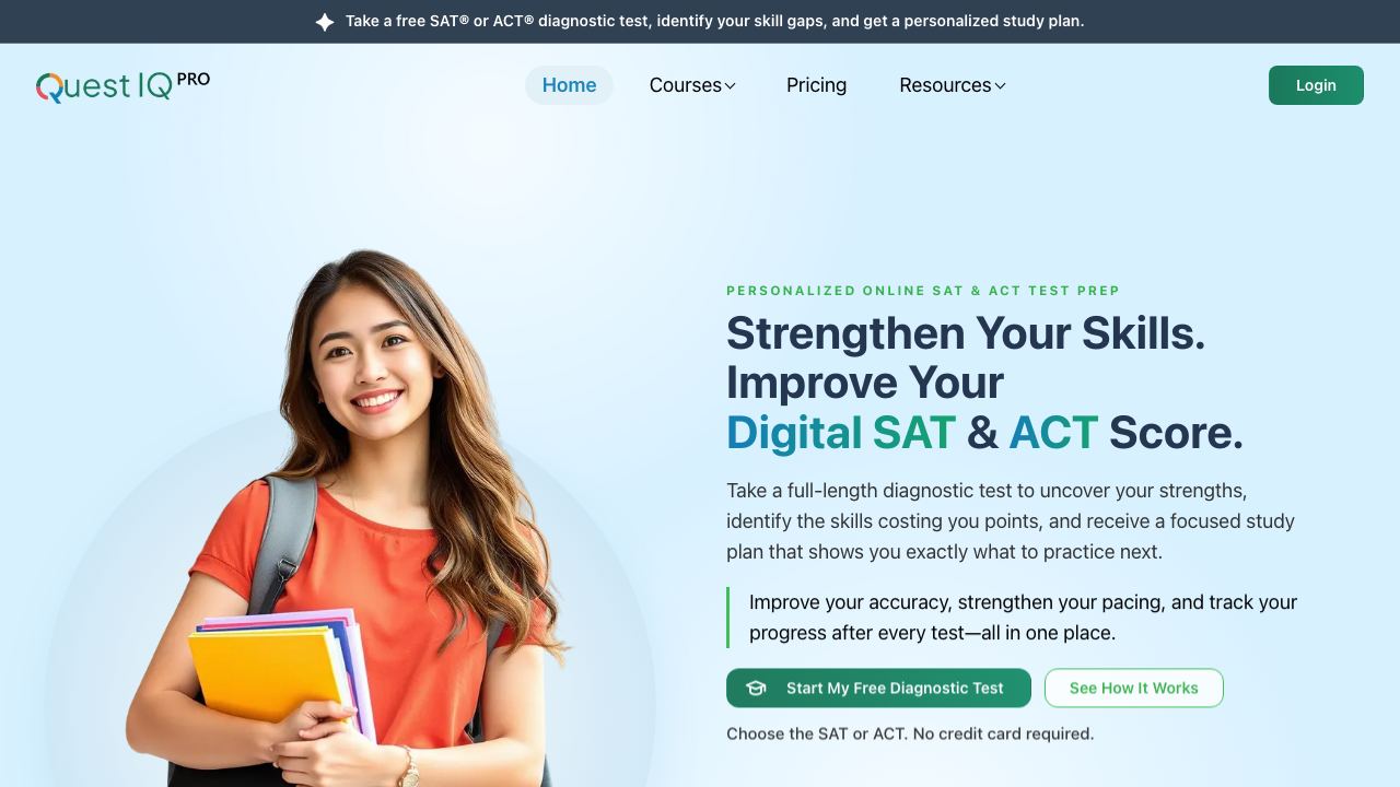 Quest IQ PRO website screenshot