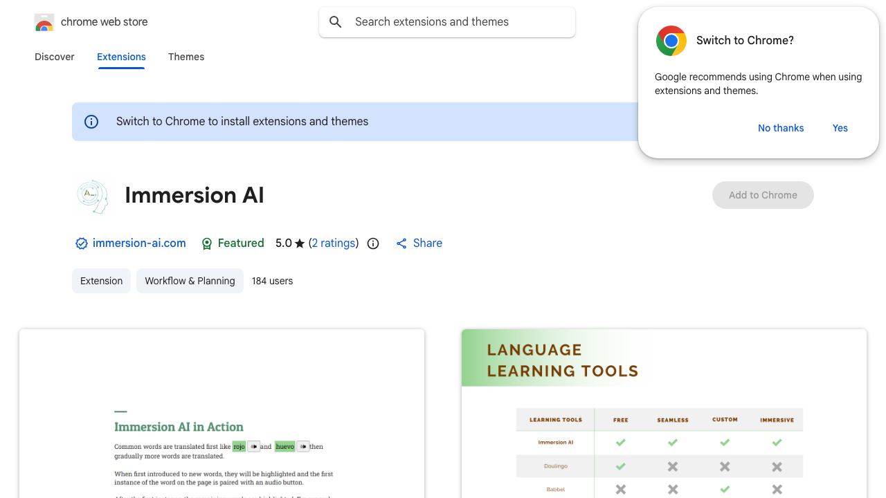 Immersion AI website screenshot