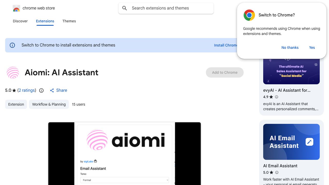 Aiomi: AI Assistant 网站截图