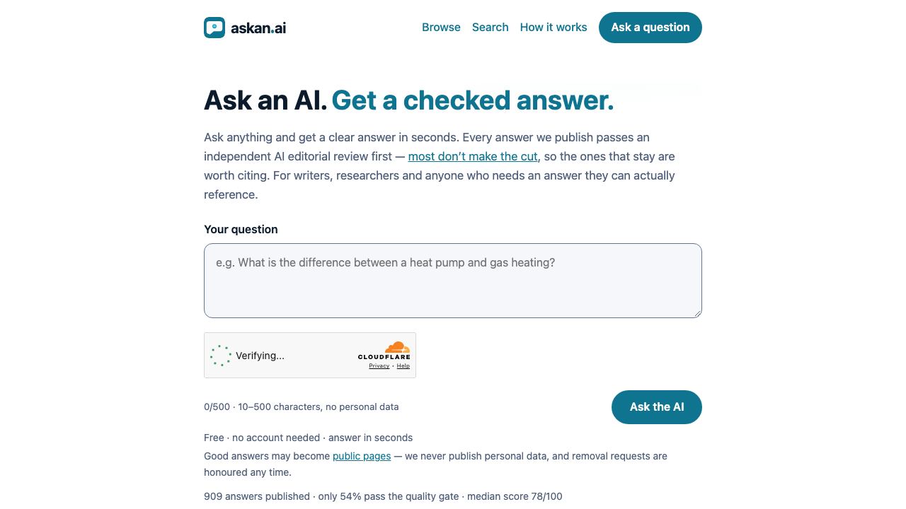 Ask an AI website screenshot