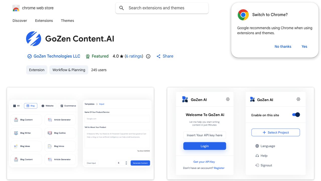 GoZen Content.AI 网站截图