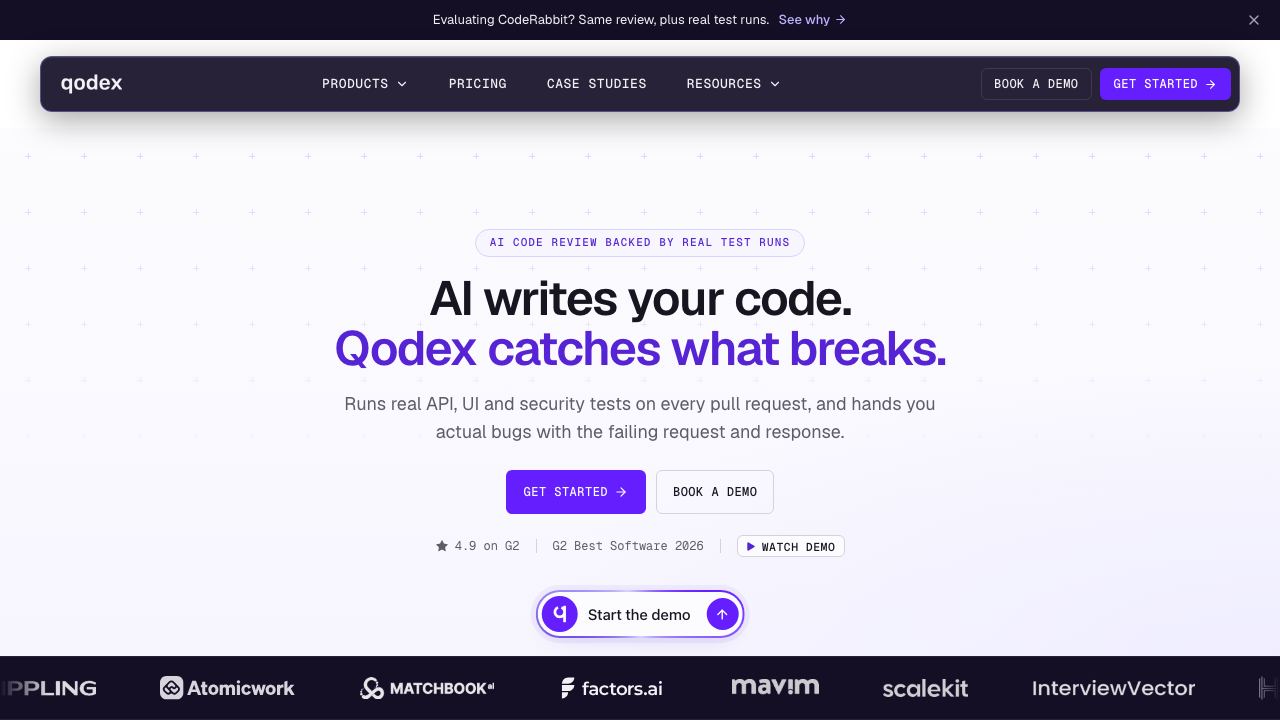 Qodex.ai website screenshot