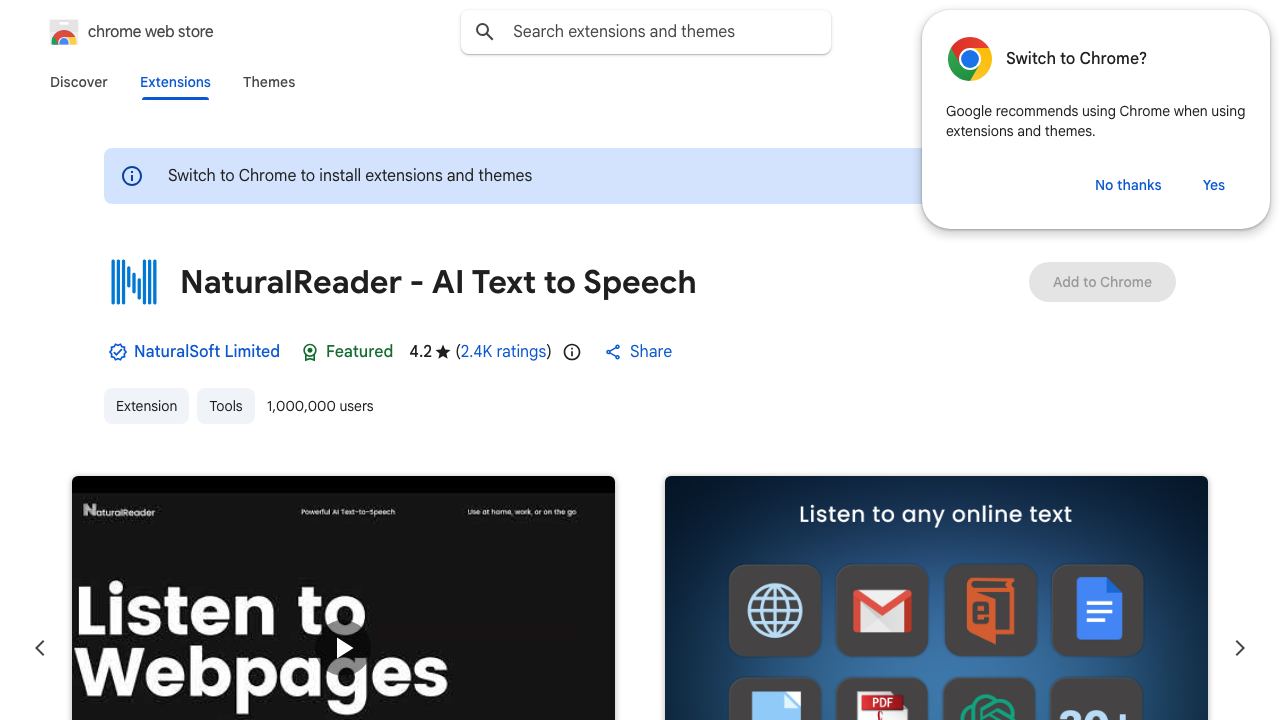 NaturalReader - AI Text to Speech 网站截图