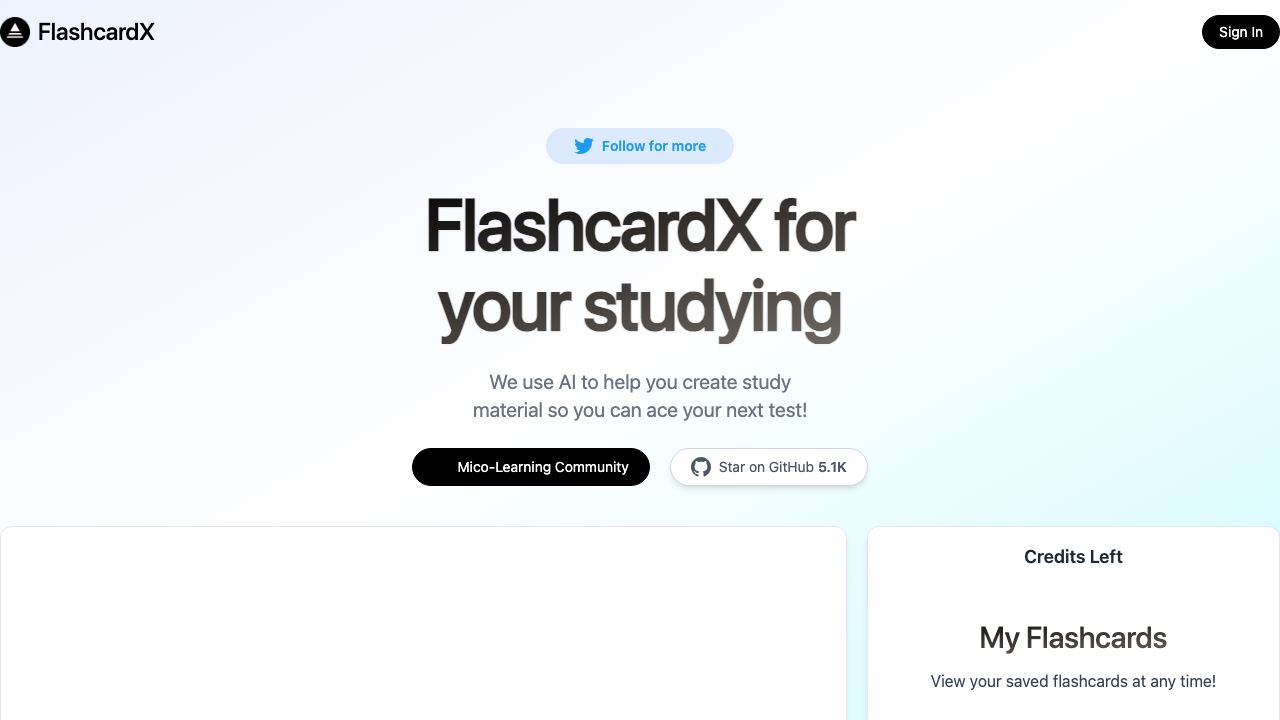 FlashcardX 网站截图