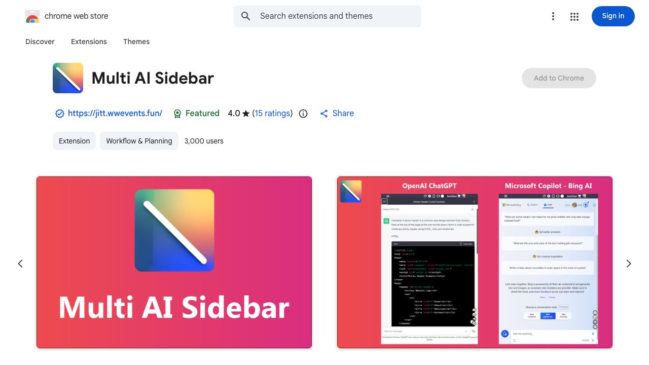Multi AI Sidebar website screenshot