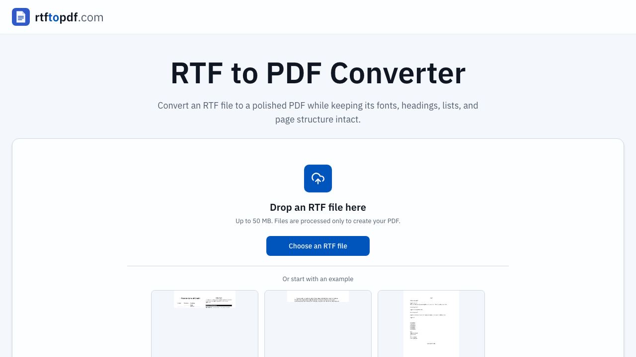 RTF to PDF Converter 网站截图