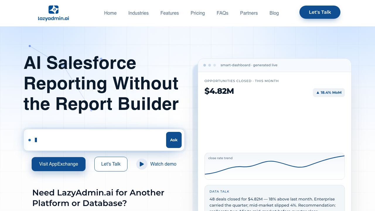 Lazy Admin AI-Powered Reporting Tool 网站截图