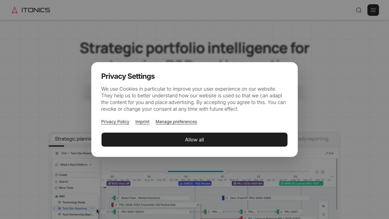 ITONICS 网站截图