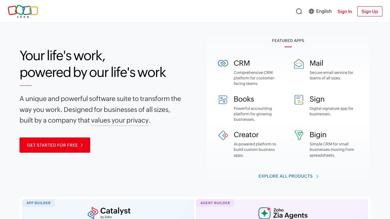 Zoho Social 网站截图