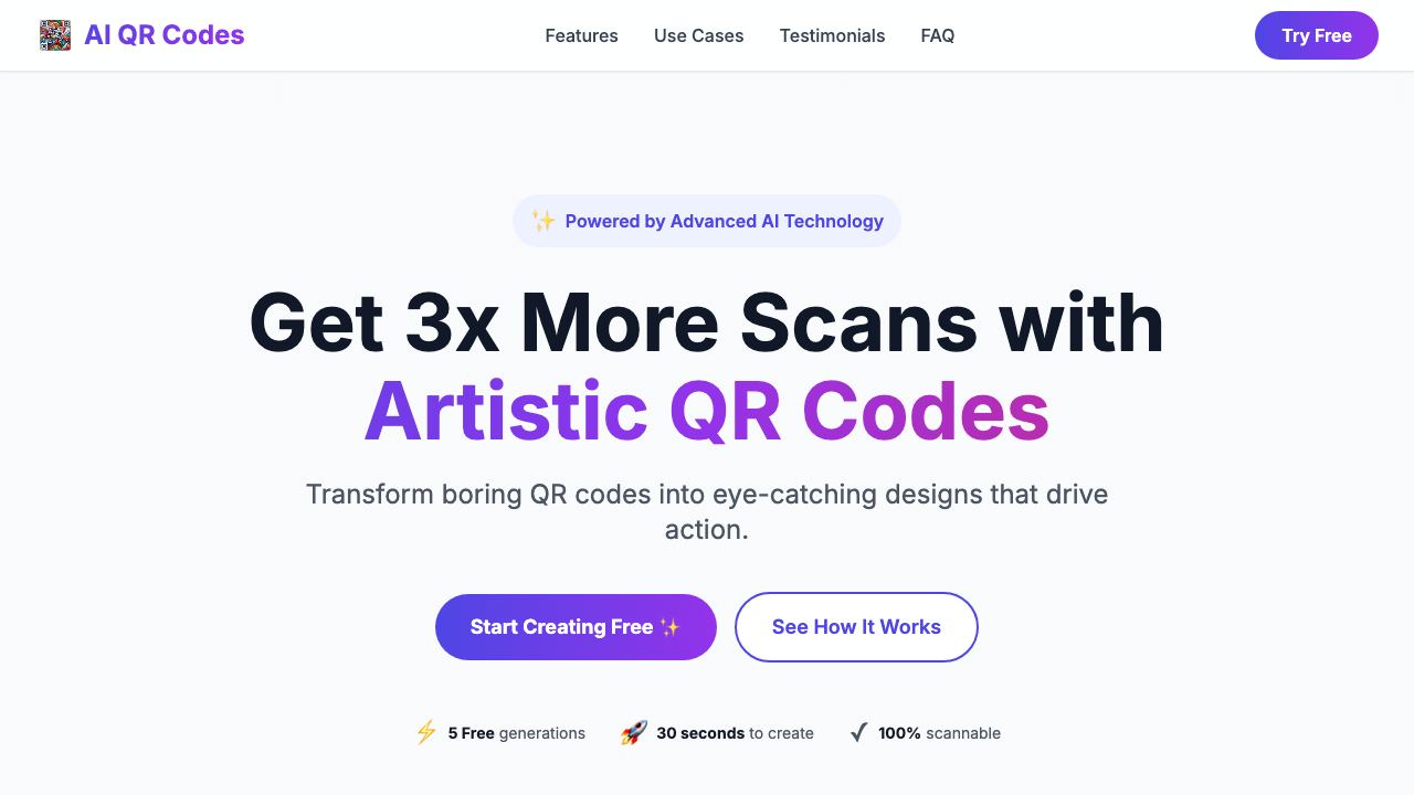 AI QR Codes 网站截图