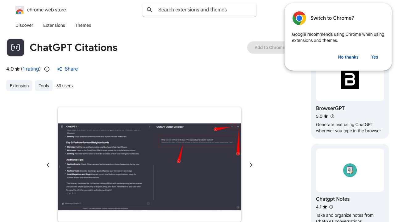 ChatGPT Citations 网站截图