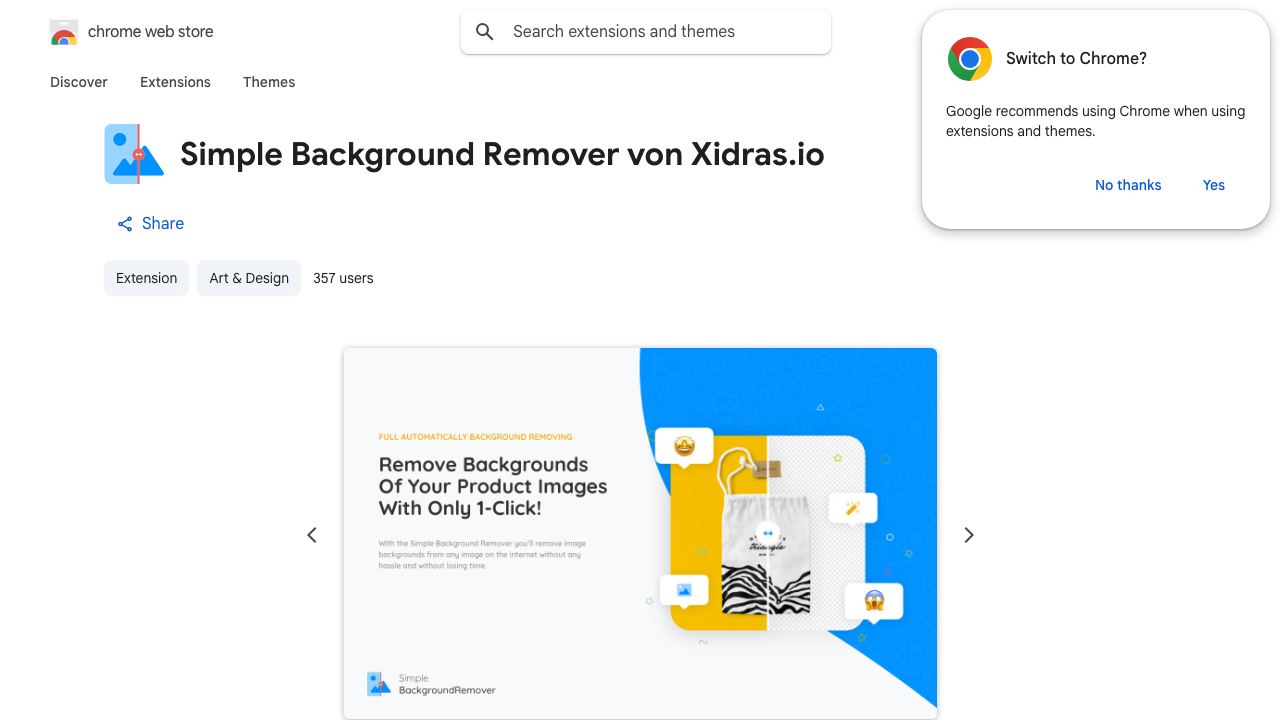 Simple Background Remover von Xidras.io 网站截图