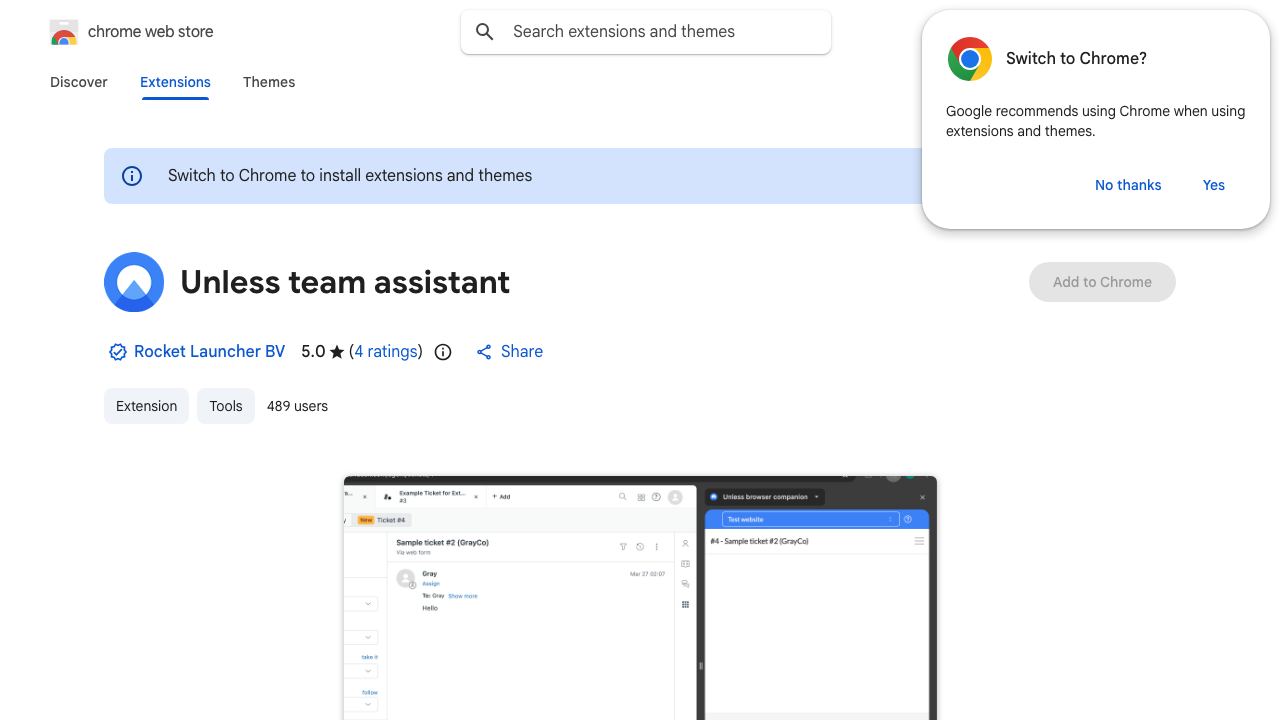 Unless browser assistant website screenshot