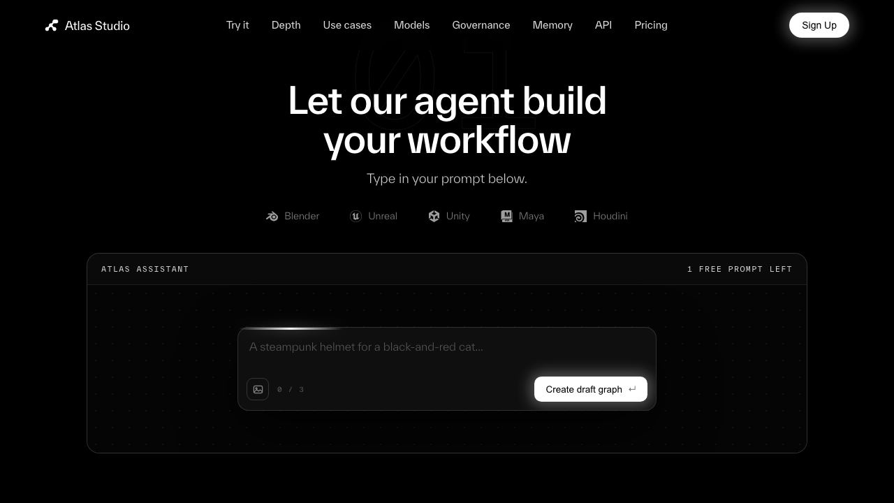 Atlas 3D AI 网站截图
