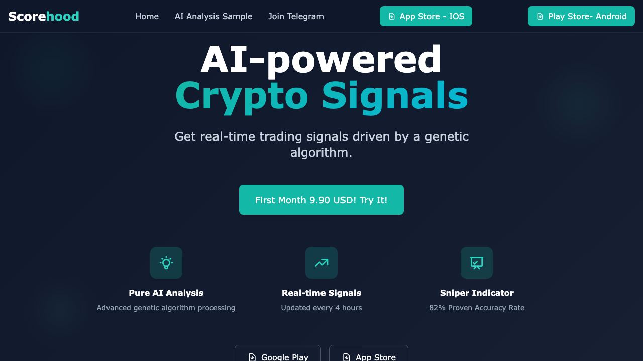 Scorehood Bull/Bear Crypto Analysis App 网站截图