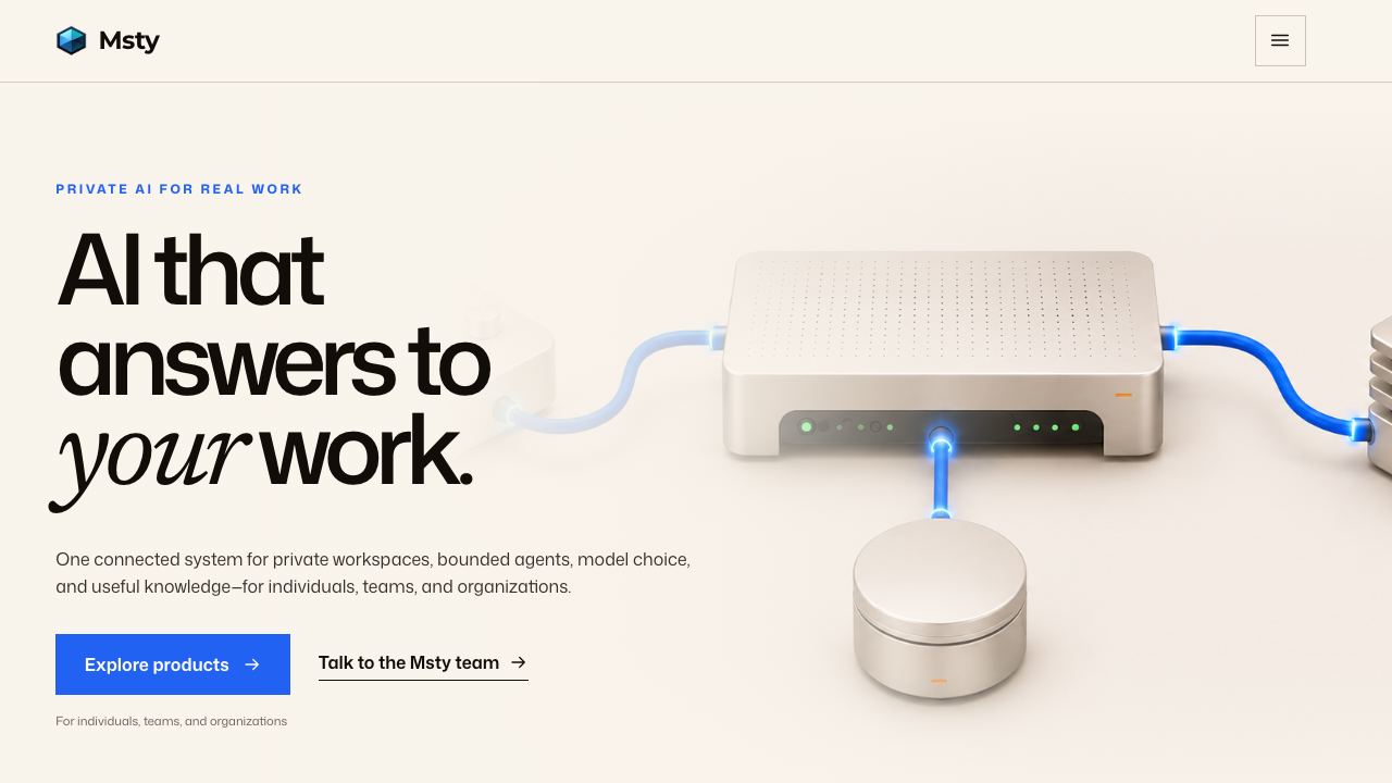 Msty website screenshot