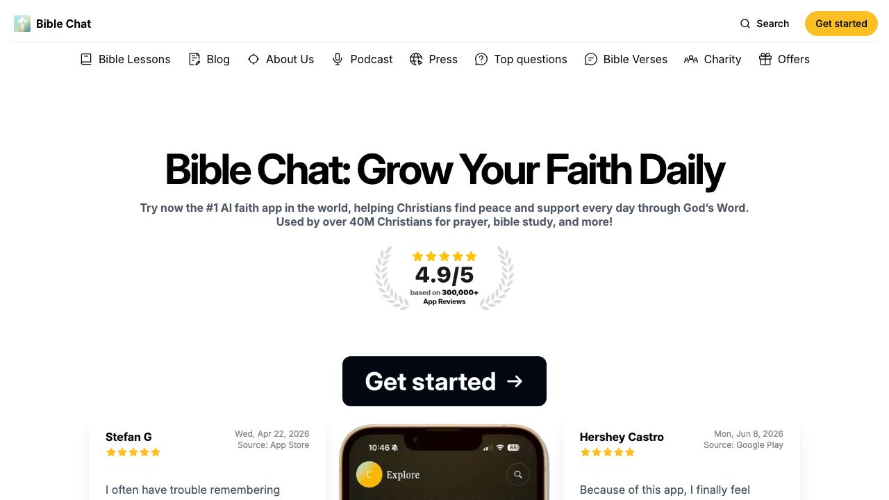 Bible Chat website screenshot