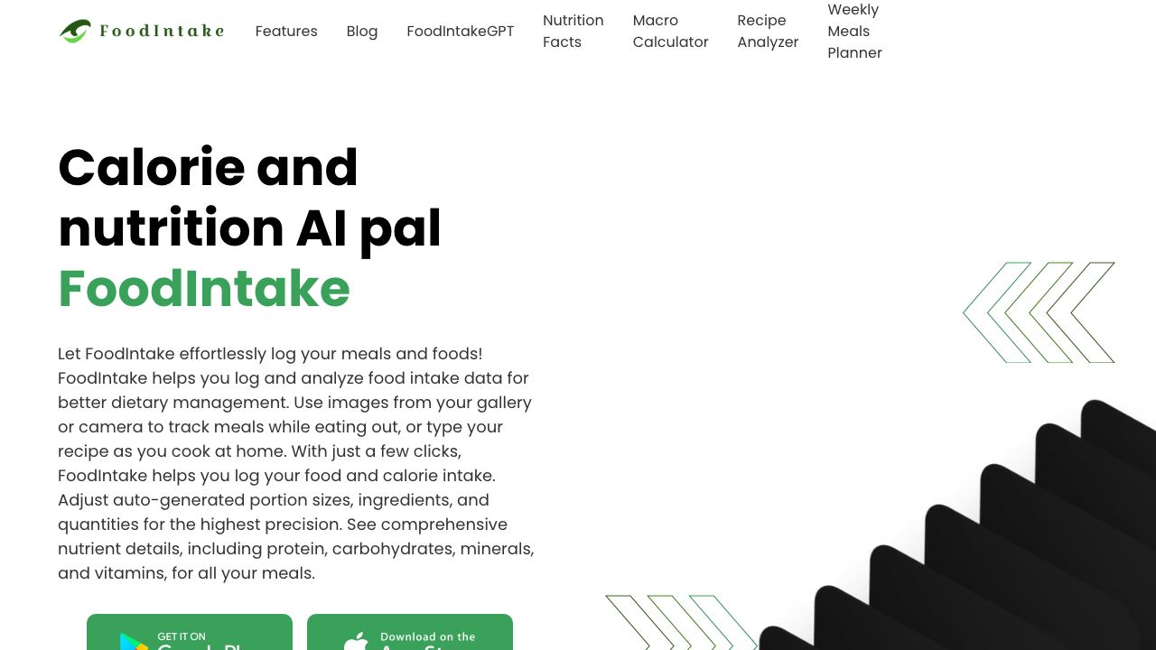 FoodIntake website screenshot