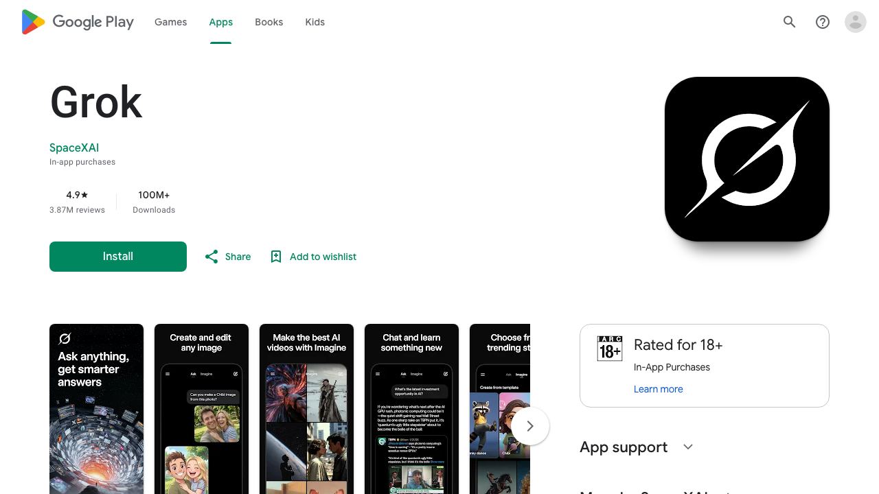 Grok for Android 网站截图