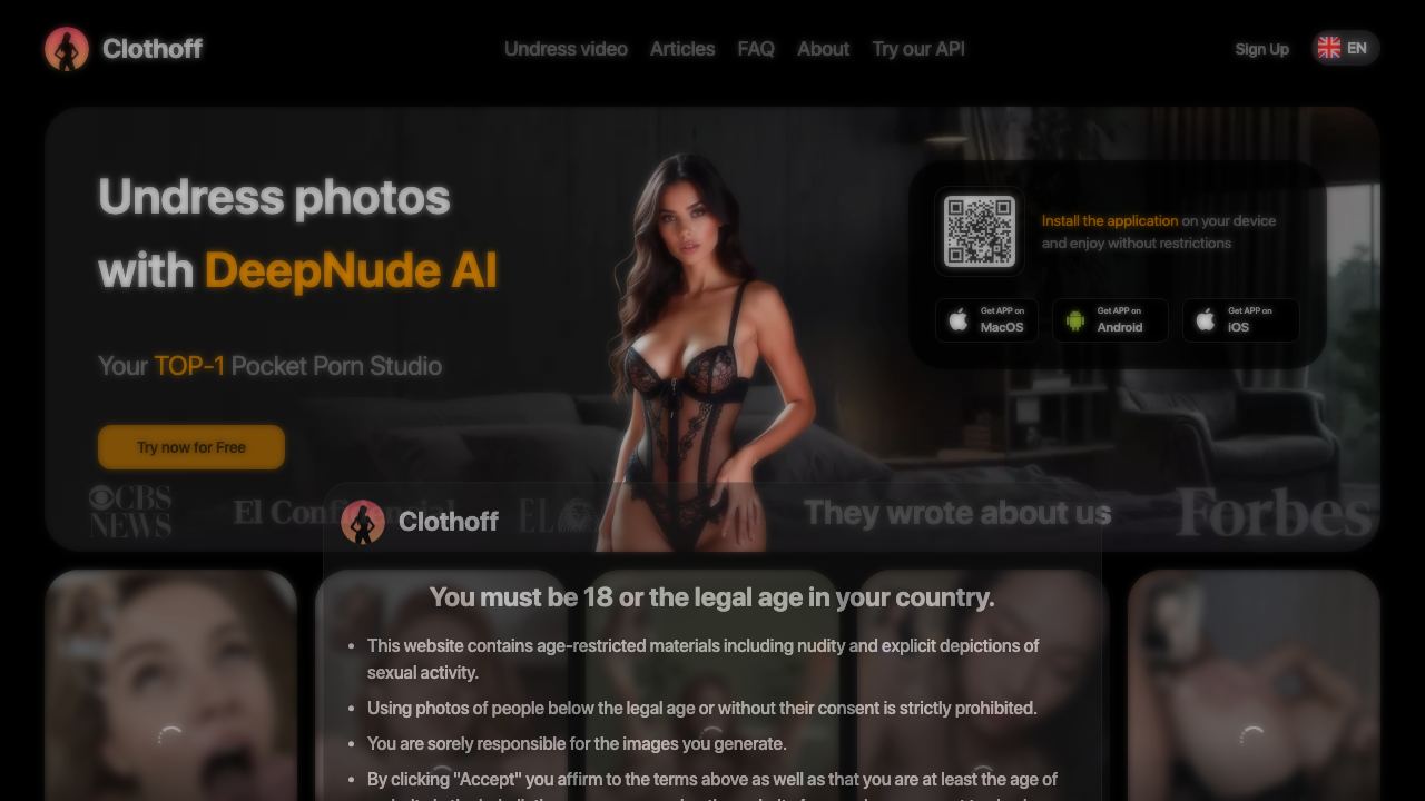 ClothOff.net 网站截图