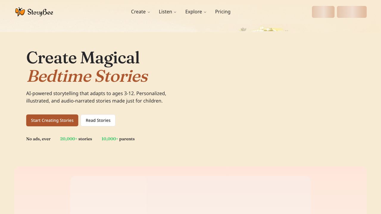 StoryBee website screenshot