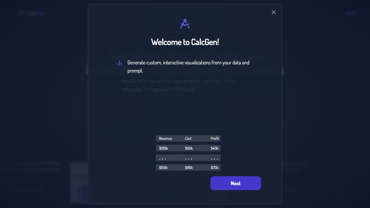 CalcGen AI 网站截图