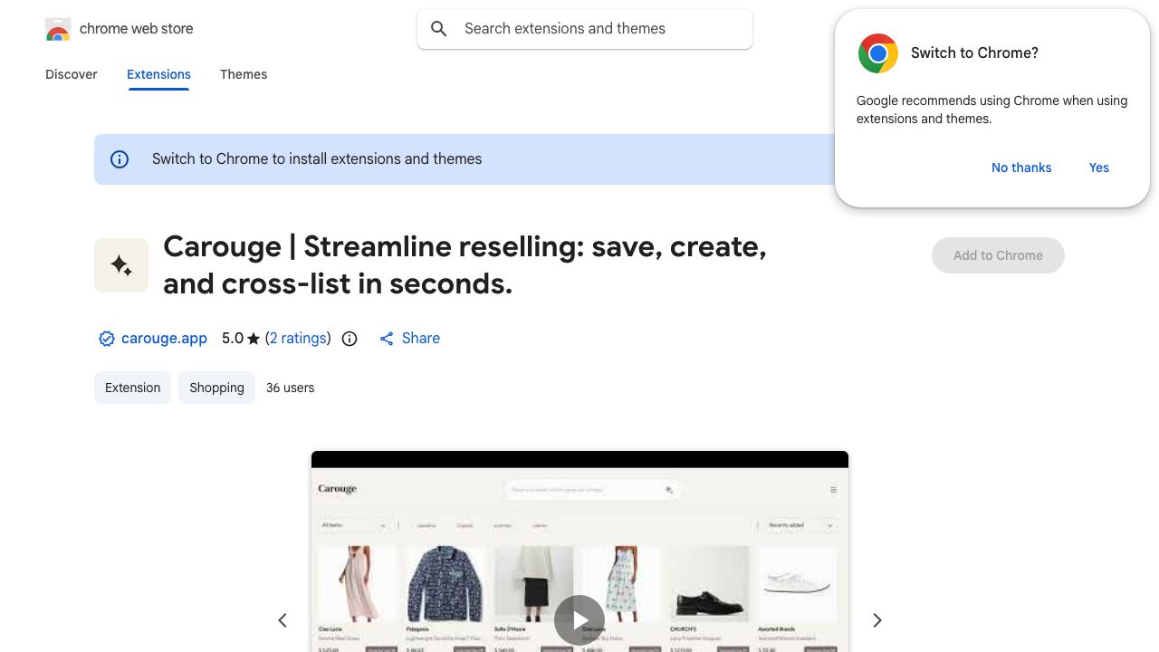 Carouge | Streamline reselling: save, create, and cross-list in seconds. 网站截图