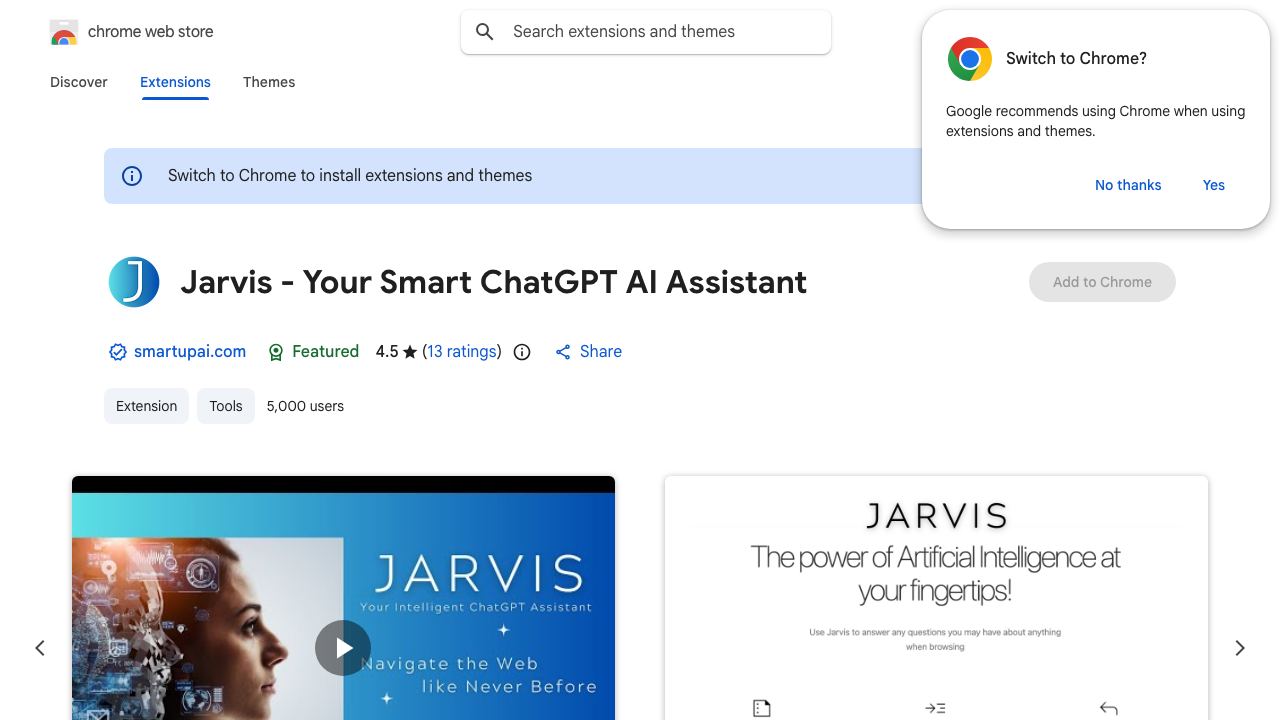 Jarvis AI Assistant 网站截图