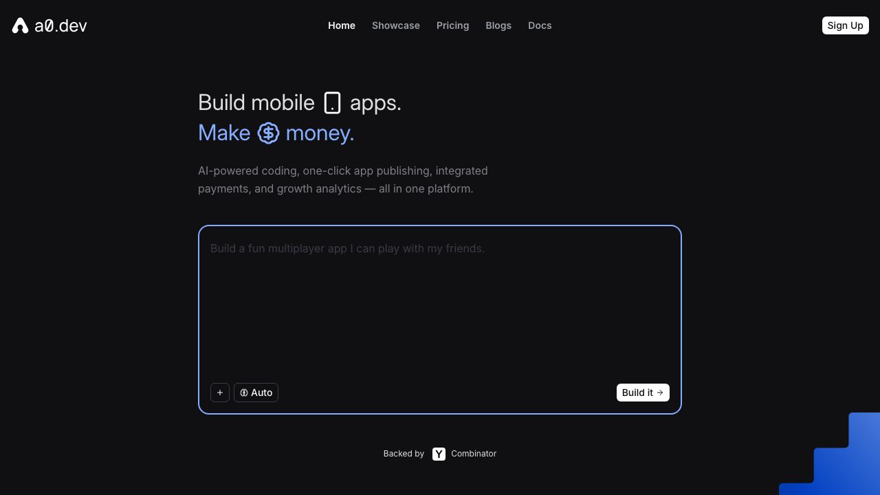 A0.dev 网站截图
