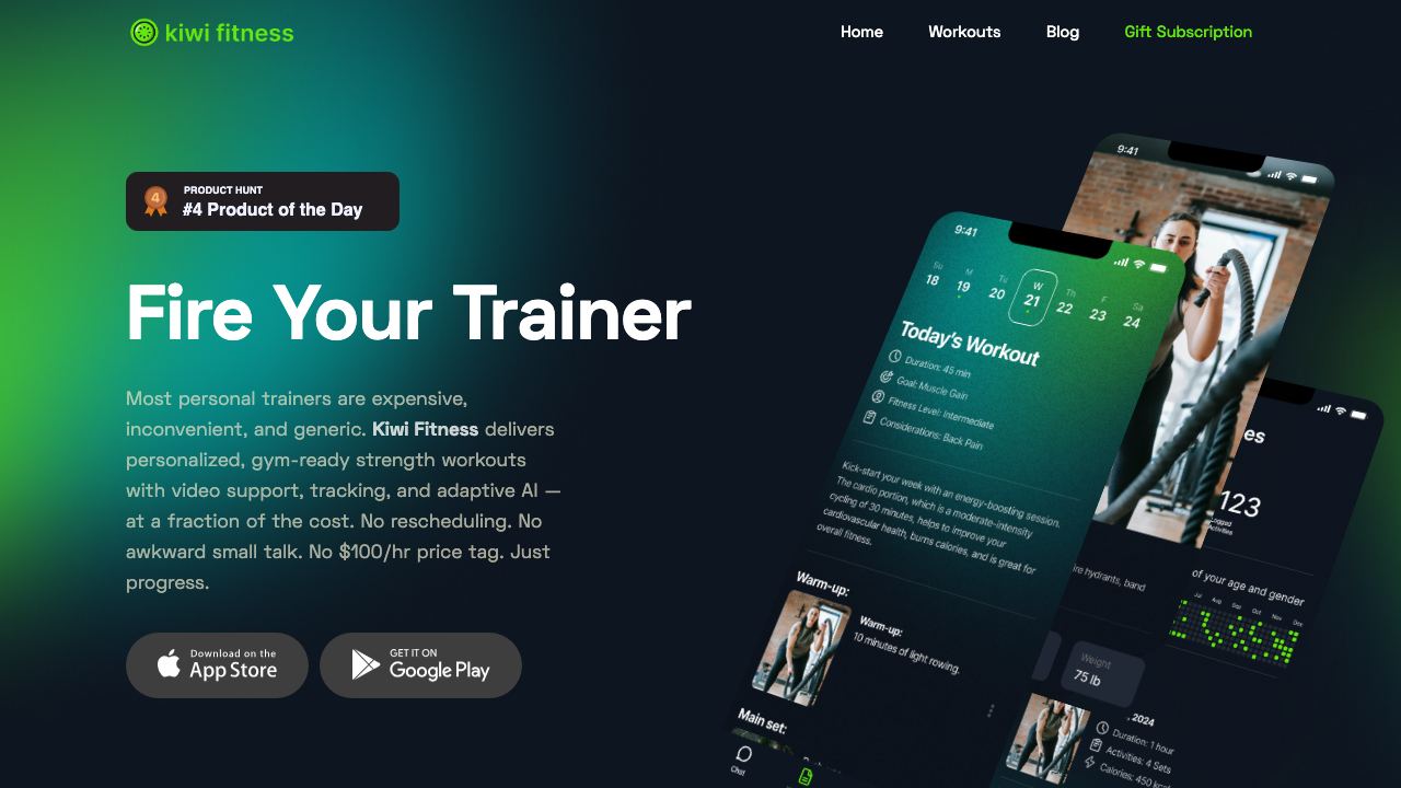 Kiwi Fitness 网站截图
