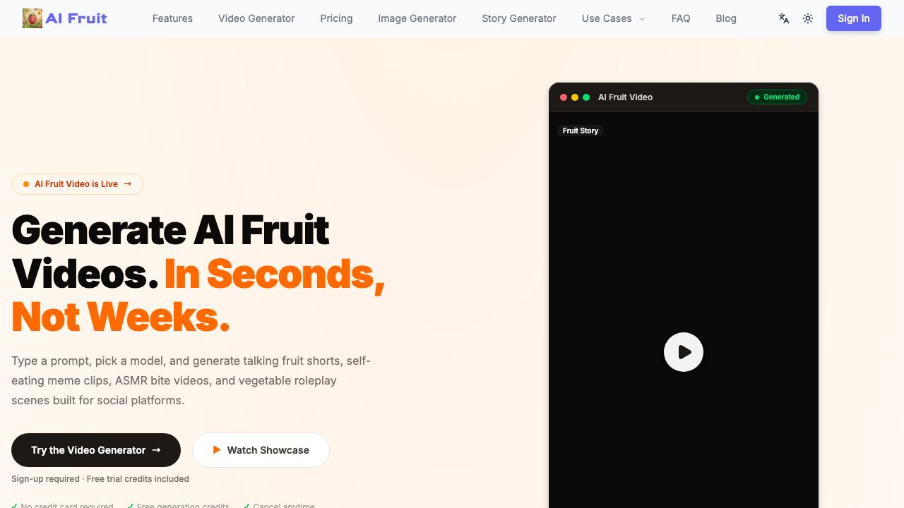 ai fruit 网站截图