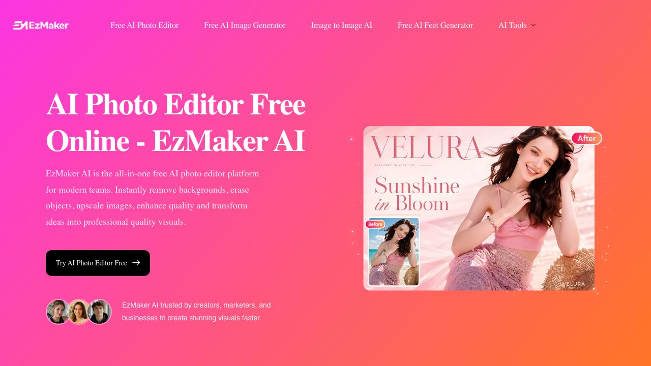 EzMaker AI - AI Photo Editor Free Online website screenshot