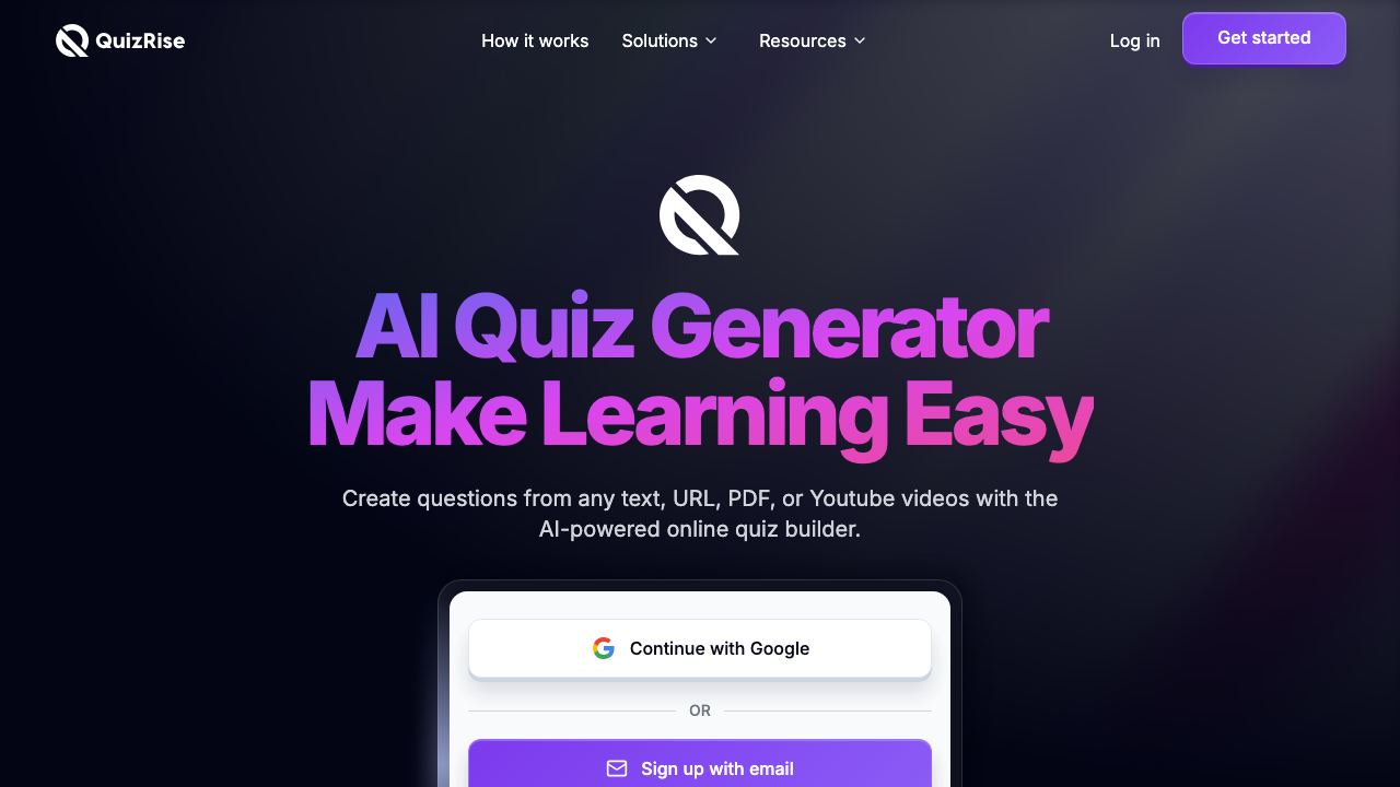 QuizRise 网站截图