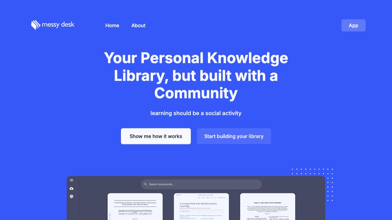 Messy Desk website screenshot