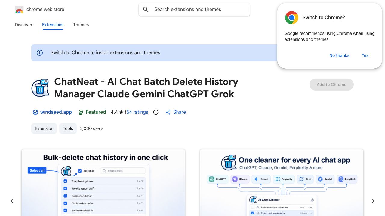 ChatGTP Batch Delete History 网站截图