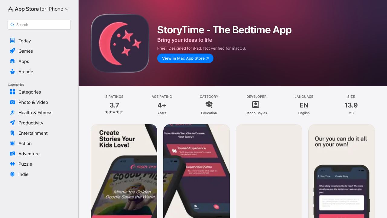 Storytime: The Bedtime App 网站截图