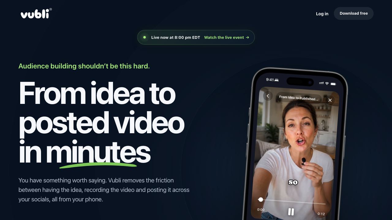 Vubli 网站截图