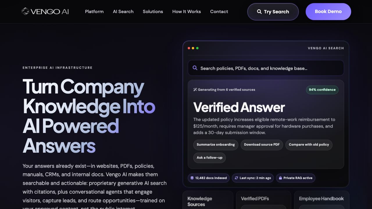 Vengo AI website screenshot