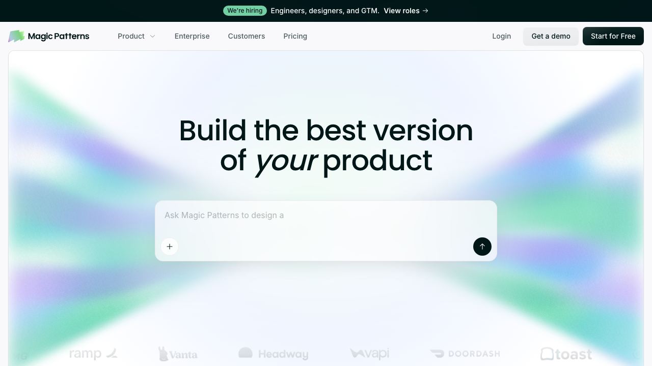 Magic Patterns website screenshot