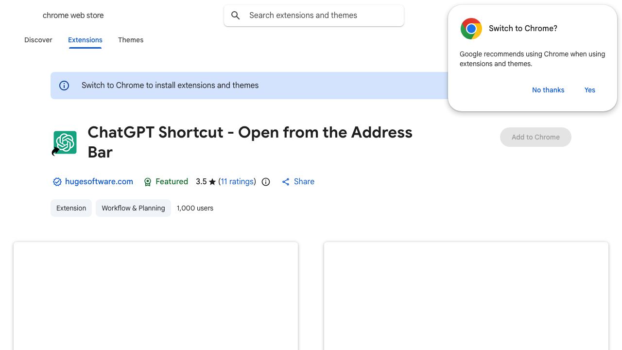 ChatGPT Shortcut - Open from the Address Bar 网站截图