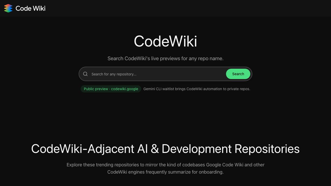 Codewiki- website screenshot
