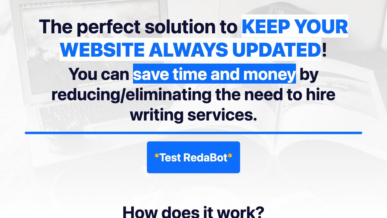 RedaBot website screenshot