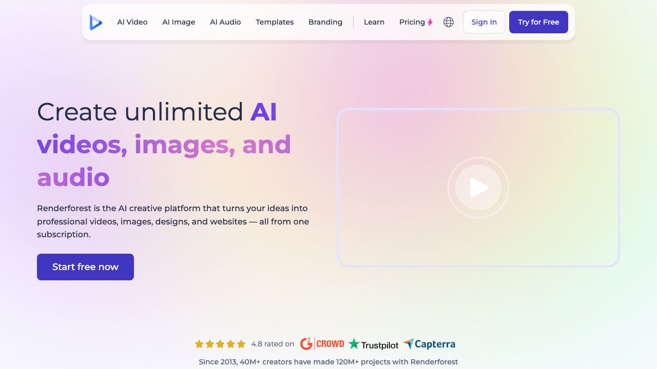 Renderforest website screenshot