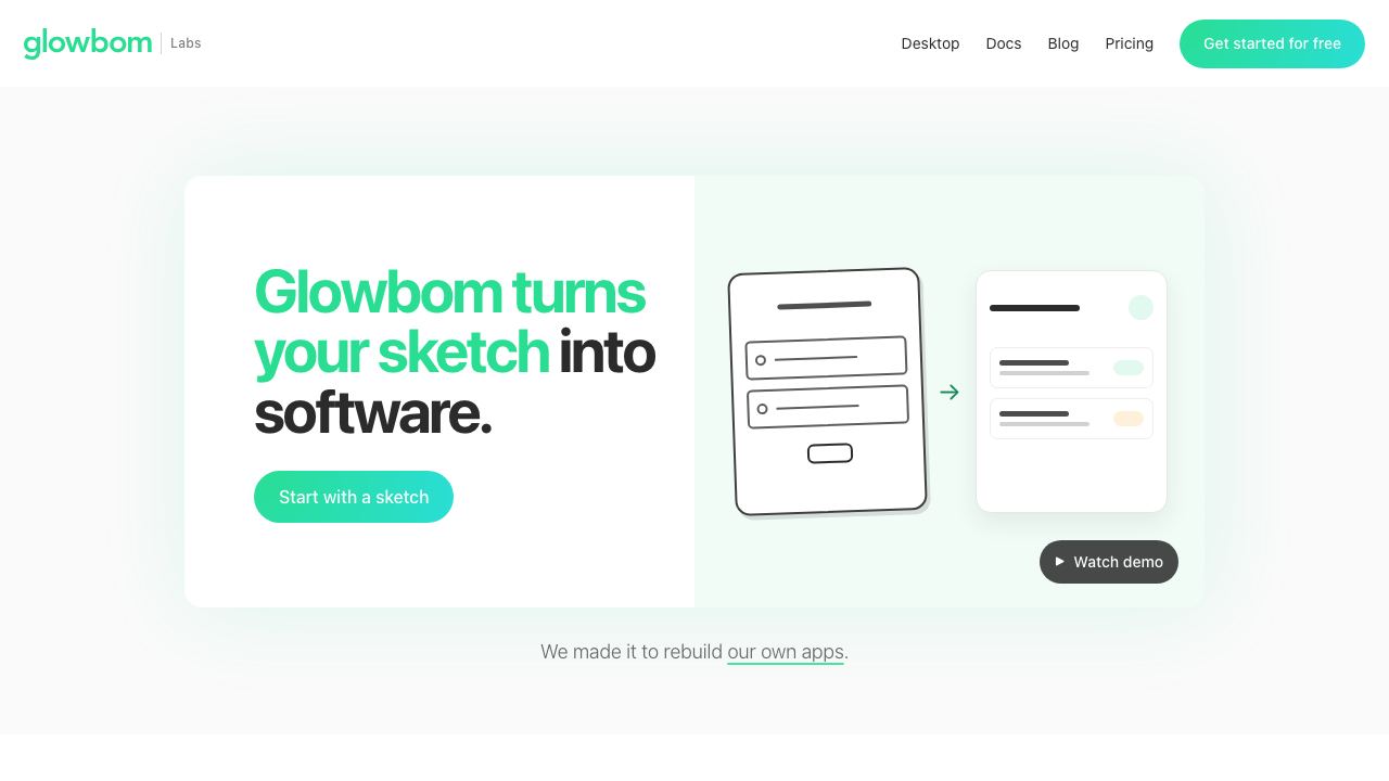 Glowbom website screenshot