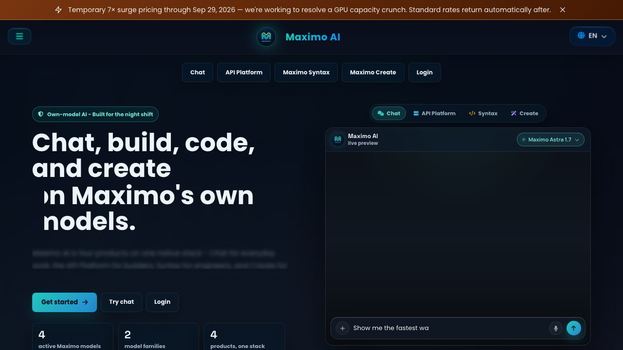 Maximo AI 网站截图
